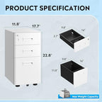 DEVAISE 3 Drawer File Cabinet on Wheels, Fully Assembled Except Casters - Image 3