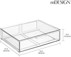 mDesign Wide Plastic Stackable Bathroom Storage Organizer Bin with Pull Out Drawer for Cabinet, Vanity, Shelf, Cupboard, Cabinet, Countertop, Closet Organization - Lumiere Collection - 2 Pack - Clear - Image 2
