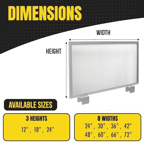 OBEX Screen & Office Panel Extender Polycarbonate Desk Privacy Panel & Divider for Office Cubicle, 12" x 66", White - Image 3