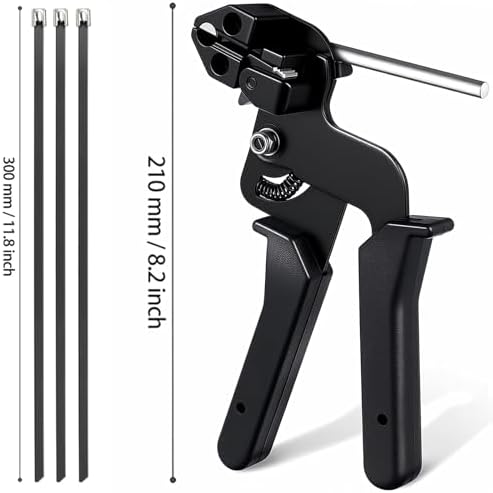 Stainless Steel Cable Tie Gun & 100pcs 12in Black Metal Zip Ties - Image 2
