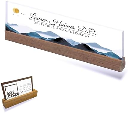 ARTBLOX Personalized Acrylic Desk Name Plate, Mountain Design, Card Holder - Image 2