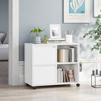 MIIIKO 2 Drawer File Cabinet with Lock, Metal Rolling Printer Stand Filing Cabinets with Drawers for Home Office,A4, Letter Size File Folders(White) - Image 2