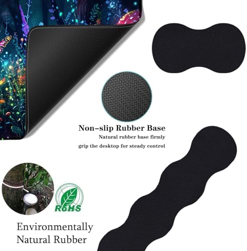 Keyboard Wrist Rest+Mouse Wrist Pad+Desk Pad Set,Memory Foam Ergonomic Easy Typing Pain Relief for Computer Laptop Office Home - Mushrooms and Butterflies - Image 5