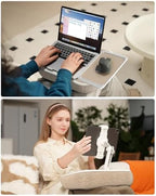 Viozon Kindle Pillow Stand Holder, Phone Holder for Bed, Laptop Lap Desk with Mouse Pad,Compatible with 4.7-13" Kindle/Tablet/Phone,10-15" Laptop, Snack Bowl&Cup Attachment&Detachable 360° Stand Arm - Image 3