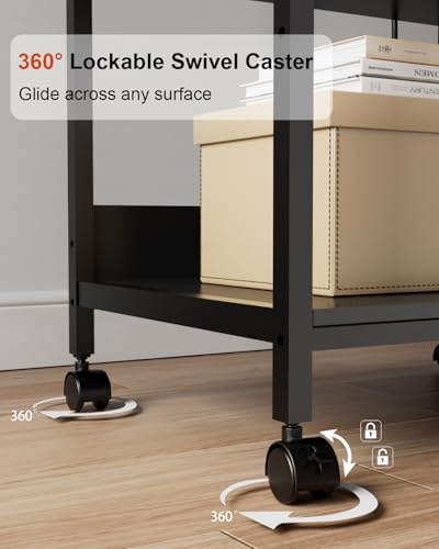 4-Tier Tall Printer Stand with Storage Adjustable Shelf and Bag - Image 5