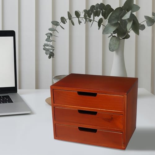 Wooden Desktop Storage Organizer with Three-layer Drawers for Desks - Image 6