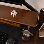 Bamboo Monitor Stand Riser, Brown Desk Shelf with Acrylic Legs - Image 3