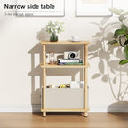 Apicizon Narrow Side Table with Fabric Basket, 3-Tier End Table, Natural - Image 4