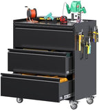 3-Drawer Rolling Tool Chest with Wheels, Pegboard and Push Handle by SUXXANFurniture