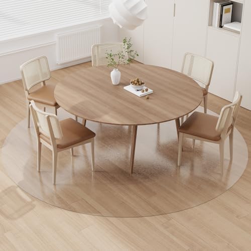 Clear Plastic Area Mat for Under Dining Table, 8ft Round No Slip Waterproof Vinyl Area Rug for Home, Anti-Spill Hard Floor Protector Cover, Splat Mat for Under High Chair, Easy Clean Floor Mat by ZPAIAreaFloorProtector