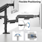 VIVO 17 to 32 inch Dual Mechanical Monitor Mount, 2 Tension Spring Arms, Adjustable Swivel, Rotation, Heavy Duty VESA Desk Stand with C-clamp, Grommet, Max VESA 100x100, Black, STAND-V002K - Image 5