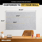 WALLHERO Cork Boards for Walls, Bulletin Boards 59"x36" | 15 Pack | Felt Bulletin Board, Large Cork Board for Office, Wall Protector for Dart Board, Corks Boards, Felt Board Tiles (Gray Marble) - Image 4