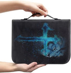 Blue Cross Lion Print Women's Bible Cover PU Leather Waterproof Bible Carrying Case for Church Zippered Large Capacity Book Protector with Top Handle Gifts for Christians - Image 2