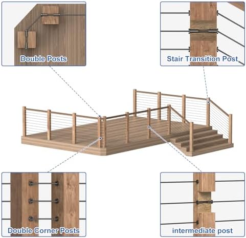 120 Pack Black Cable Railing Protector Sleeves for 1/8" 5/32" or 3/16" Deck Cable Railing, T316 Stainless Steel Protector Sleeves, Cable Railing Kit Hardware for Wood/Composite Posts, MY12 - Image 4