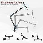 Floor Kindle Tablet iPad Stand with C-Shaped Side Table, Angle Height Adjustable iPad Tablet Kindle Holder for Bed with 360-Degree Rotating Wheels, Compatible with 4.7"-13" Kindle Cell Phone iPhone - Image 6