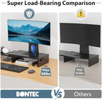 BONTEC Dual Monitor Stand Riser, Adjustable Length & Swivel Angle, Black - Image 5