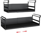 Expandable Under Cabinet Shelf Organizer with 0.94-Inch Thick Clips, Heavy Duty Extendable Under Shelf Storage Basket for Pantry or Laundry Room, Black, 2 Pack, Interior: 4.13" H x 7.2" D by SHINEWON