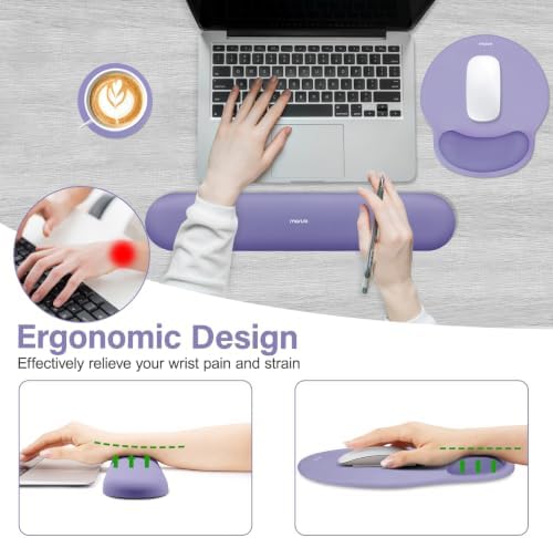 MOSISO Wrist Rest Support for Mouse Pad&Keyboard Set, Lavender Purple - Image 3