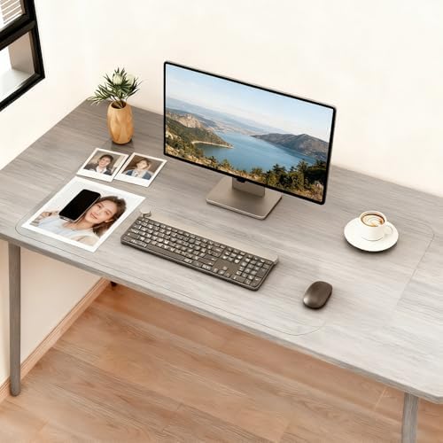 23x61 Inch Large Clear Writing Desk Pad, Waterproof PVC Soft Table Cover Protector, Transparent Plastic Blotter Mat for Laptop Accessories Organizer 1 mm by ACFBGFV