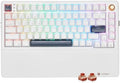 Wireless Mechanical Keyboard with Knob & Wrist Rest, Hot Swap Gasket Custom Structure, Creamy Pre-lubed Tactile Switches, RGB Backlit, Bluetooth/Type-C/2.4G Gaming Keyboard for Win/Mac (White) by HEXGEARS