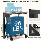 Adjustable Computer Tower Stand with Charging Station & Pegboard,Brown - Image 3