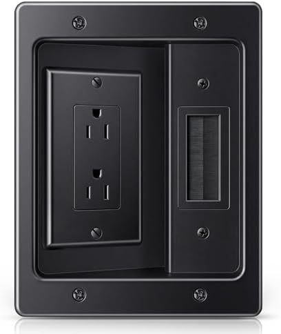 ZEXMTE in Wall Cable Management Kit, Wall Cable Concealer Kit for TV, Recessed Outlet for Low Voltage Cables, Cord Hider Fits All Plugs for Wall Mounted TV & Cable Pass Through, Black by ZEXMTE