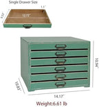 Vintage Wooden Storage Box with 6 Drawers Desktop Organizer Cabinet Rustic Farmhouse Distressed Decor Jewelry Cosmetics Craft Paper Small Tool Library Card Catalog Cabinet for Home Office Desk Green - Image 2