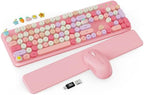 Wireless Keyboard and Mouse Combo, Cute Typewriter, Magnetic Wrist Rest by Trueque