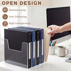 1 Pack 5 Section Clear Acrylic Desktop File Organizer Vertical File Sorter - Image 3