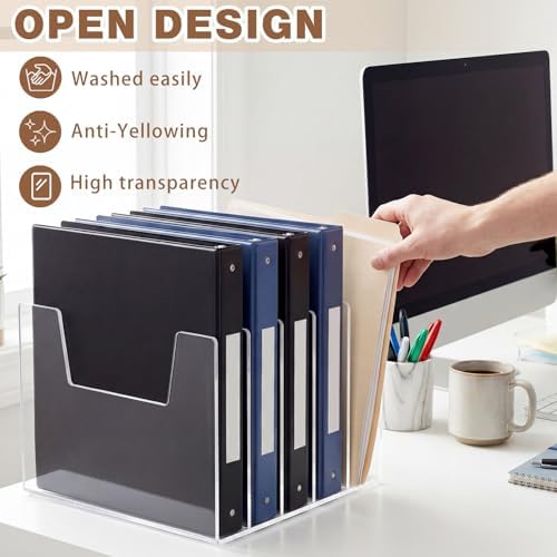 1 Pack 5 Section Clear Acrylic Desktop File Organizer Vertical File Sorter - Image 3