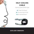 Tie Down – 7,000 lb Hitch Safety Cable – Black Vinyl Coated – Replaces Trailer Chains & Tow Straps – Coiled Cable w/Wire Latch – Made in USA - Image 2