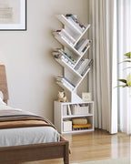 SUNMORY 6 Tier Tree Bookshelf, Tall Small Bookcase with Storage Cabinet - Image 2