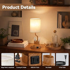 Fenmzee Bedside Lamps for Bedroom Set of 2 - Table Desk Lamp for Nightstand - Image 6