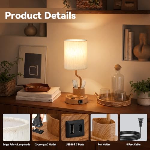 Fenmzee Bedside Lamps for Bedroom Set of 2 - Table Desk Lamp for Nightstand - Image 6