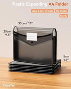 ThinkTex Plastic Expanding File Folder, Transparent envelopes with Snap - Image 2