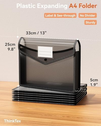 ThinkTex Plastic Expanding File Folder, Transparent envelopes with Snap - Image 2