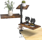 3 Tier Clamp On Desk Shelf - Over Or Under Table Clamp Shelf, 360° Rotatable Desk Storage for Home Office, Gaming and Storage Tray, Desktop Shelves for Desktop Thicknesses from 0.5-1 Inch by Unknown