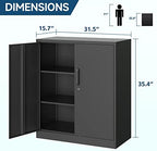 MIIIKO Metal Storage Cabinet with Locking Doors, Black Metal Cabinet with Lock for Home Office, Garage, Utility Room, Kitchen and School - Image 3