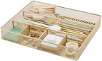 Annova Desk Top Organizer Tray for Office Organization - Metal Mesh - Storage Tray with Dividers for Pens, Desktop Accessories, Bathroom, Kitchen, Makeup and Office Supplies (Large, Gold) by LivingNecessities