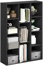 Furinno LUDER Book Shelf, 11-Cube Bookshelf, Reversible Bookcase, 9.4 x 29.1 x 41.7, Easy Assembly, for Living Room, Bedroom, Home Office, Blackwood by Furinno-FitsYourSpaceFitsYourBudget