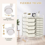 LDAILY 15 Drawer Rolling Storage Cart, Rolling Cart with Drawers for Classroom, Art Supply Craft Organizer on Wheel with Metal Frame & Handles for Home Office School - Image 4