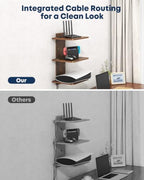 Floating TV Projector Shelf Wall Mount - 3 Tier Wooden Shelf, Walnut Brown - Image 6