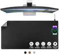 EYStech™ Desk Pad with Wireless Charger, Leather, Waterproof, Anti-Slip Wool Felt Base Material, Office Table Mat, Fast Charging Gaming Mouse Pad, 36”(L) x 17”(W), Black (Right Side Charging Port) by EYStech