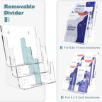 Brochure Holder 8.5x11 Inch 3 Tier with Removable Divider for 4x9 inch Clear Acrylic Pamphlet Display Stand Holder Countertop Use or Wall Mount for Office, Lobby, Hotel, Trade Show, 2 Pack - Image 2