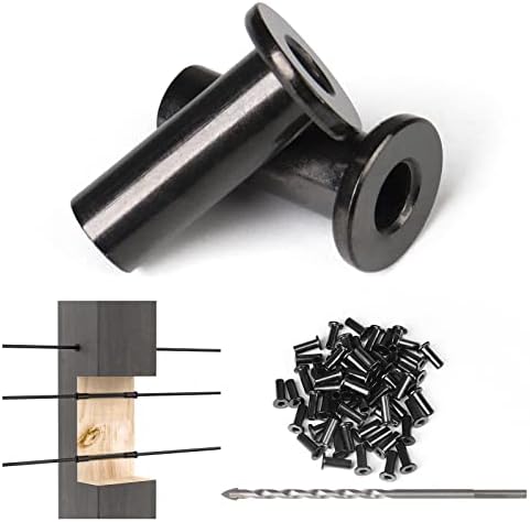 Muzata 60Pack Black Cable Railing Level Protector Sleeve for Wood Post CR88 by Muzata