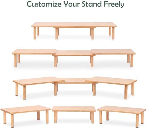 Bamboo Monitor Riser, 3-in-1 Modular Computer Monitor Stand - Image 4
