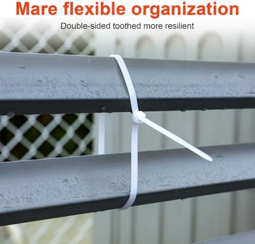 Long Zip Ties Heavy Duty 24 inch，400 LBS Tensile Strength With Double Sided Toothed Super Durable Cable Ties ，Extra Large Wire Ties Adjustable Nylon Tie Wraps for Indoor Outdoor （100 Pack White） - Image 5