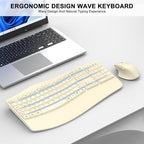 Wireless Keyboard and Mouse Combo, 2.4G Ergonomic Wave Keys (Latte) - Image 2