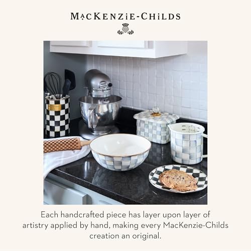 MACKENZIE-CHILDS Enamel Recipe Box, Gray-and-White Sterling Check - Image 6