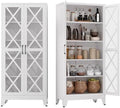 COFaR Metal Kitchen Cabinet, Pantry Storage Cabinets, 71" H Tall White by COFAR